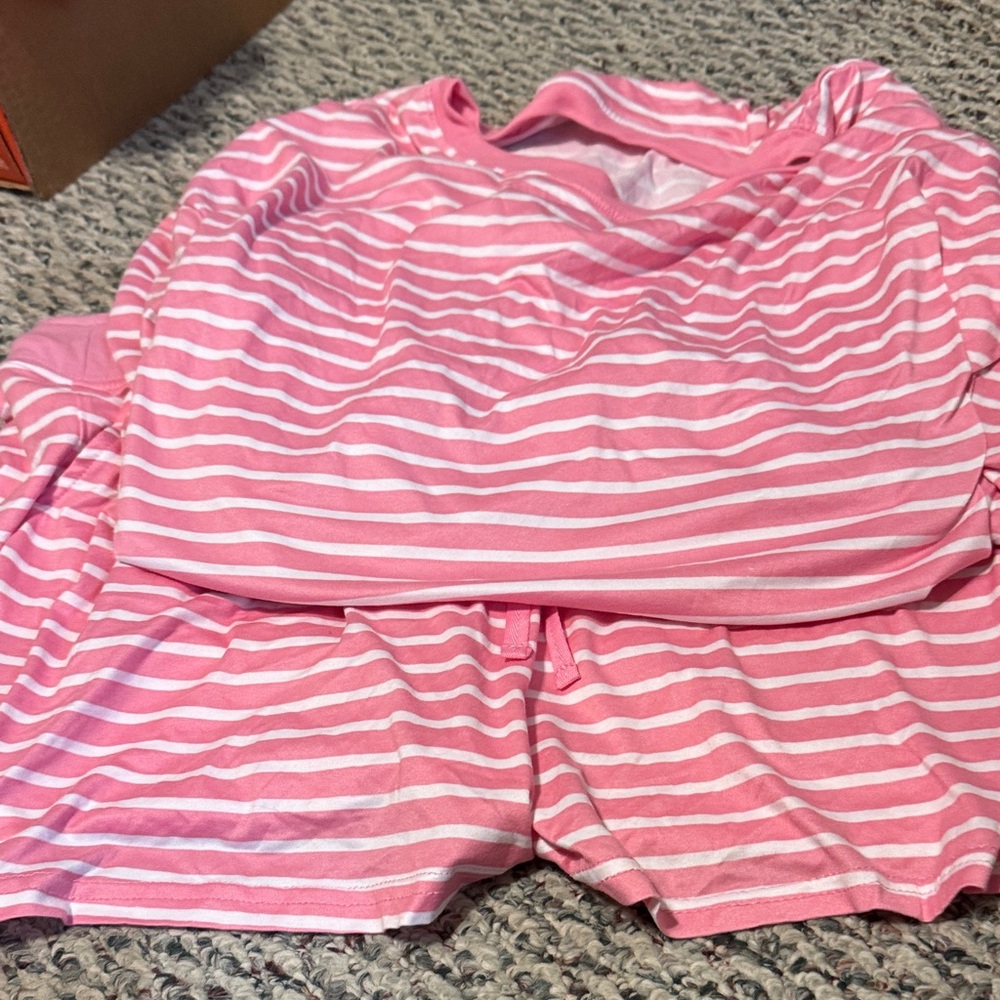 Draper James Pink and White Striped Pajama Set